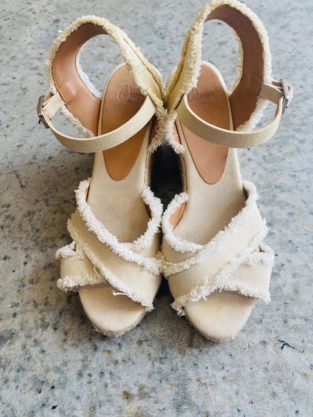 Castaner Bromelia Frayed Crossover Strap Espadrille Wedge